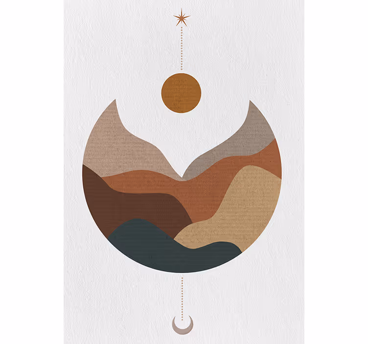 Rullgardin sovrum minimalistisk solnedgång och berg - Tenstickers