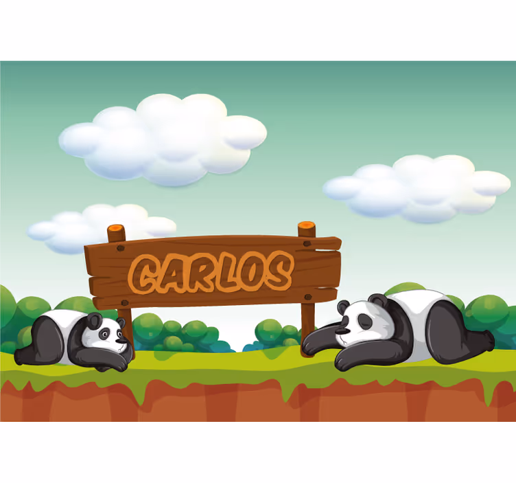 Rrullgardin barn pandas rum personligt namn - Tenstickers