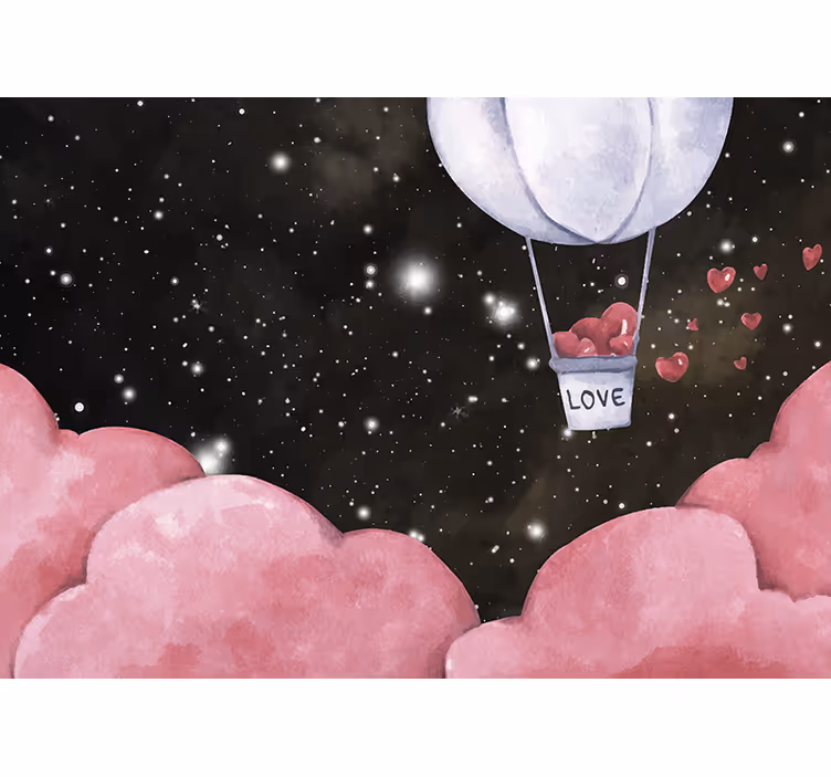 Rrullgardin barn romantisk illustration med luftballonger - Tenstickers