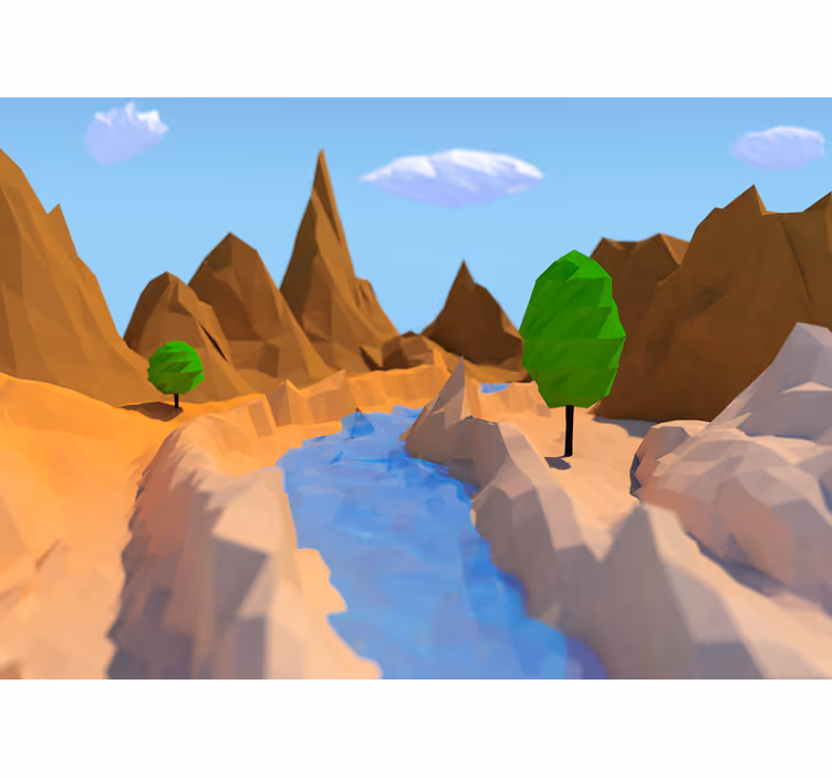 Rullgardin barn 3d illustration av berg skog och öken - Tenstickers