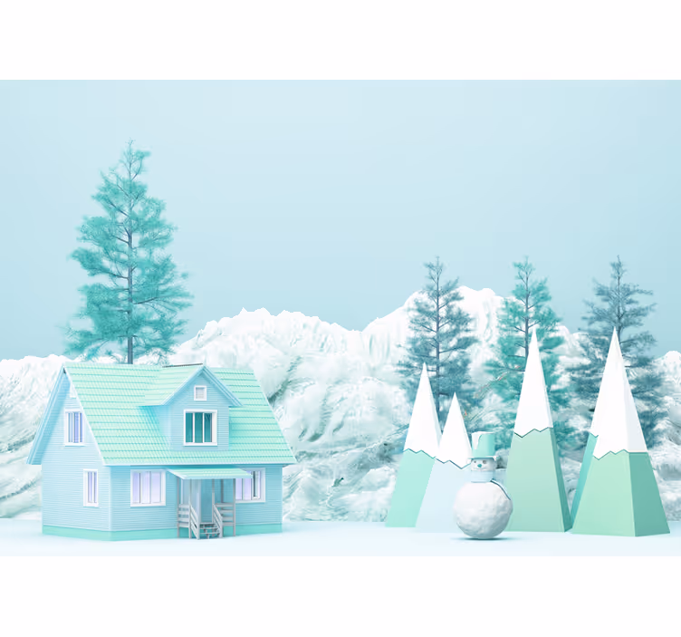 Rullgardin barn liten gård i skogen låg poly illustration - Tenstickers
