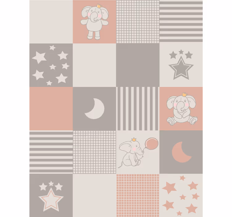 Rullgardin barn med elefantmotiv och nordiska plattor - Tenstickers
