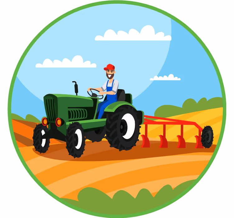 Rullgardin barn plöjande traktor - Tenstickers