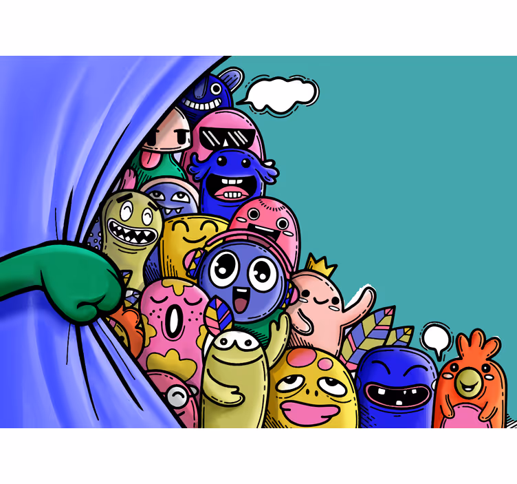 Rullgardin barn med roliga monster - Tenstickers