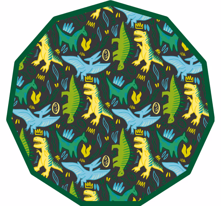 Rullgardin barn grönt mönster med dinosaurier - Tenstickers