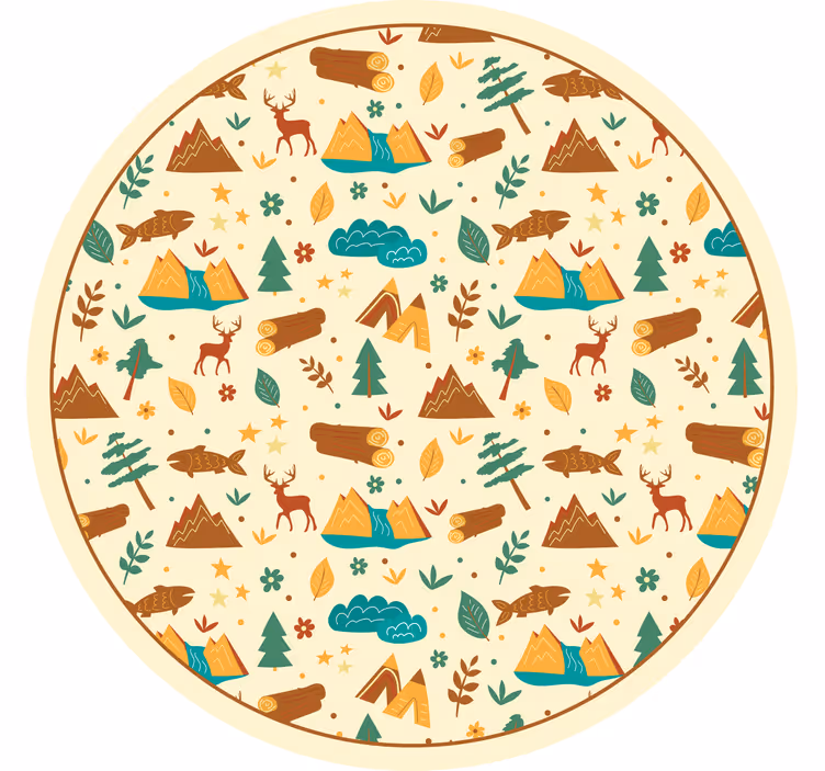 Rullgardin barn handritad campingtid och bergsaker - Tenstickers