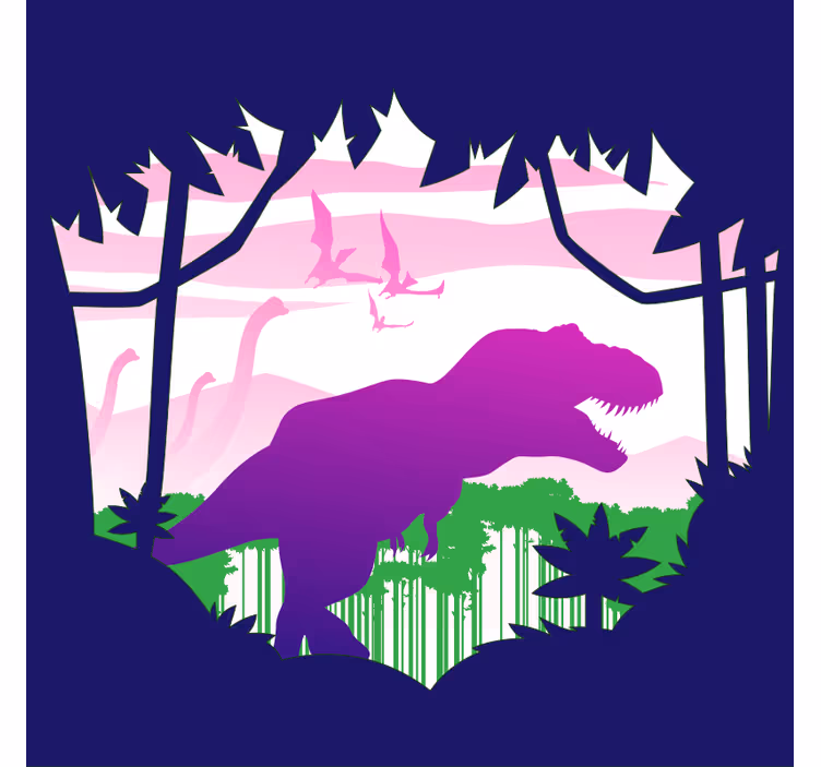 Rrullgardin barn stor dinosaur med fåglar vinylmatta - Tenstickers