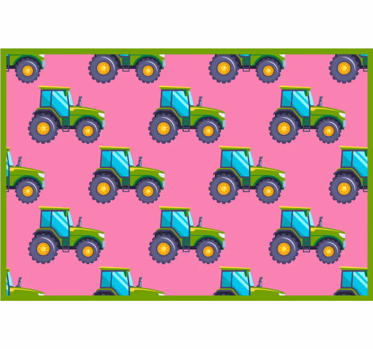 Rullgardin barn rosa och grön traktor mönster - Tenstickers