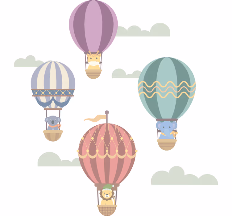 Rullgardin barn flygande ballonger med djur - Tenstickers
