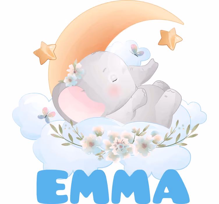 Rullgardin barn söta djur elefant med namn - Tenstickers