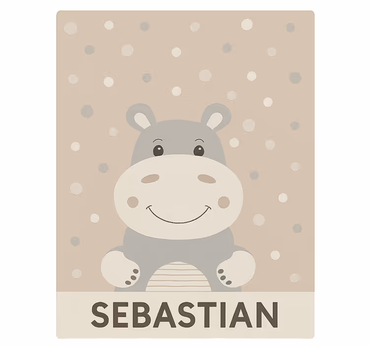 Rrullgardin barn anpassad beige flodhäst - Tenstickers
