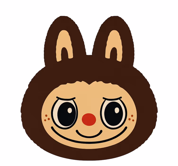 Rrullgardin barn brown labubu design - Tenstickers