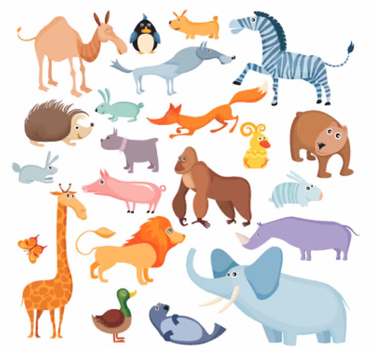 Rrullgardin barn vilda djur klistermärken - Tenstickers
