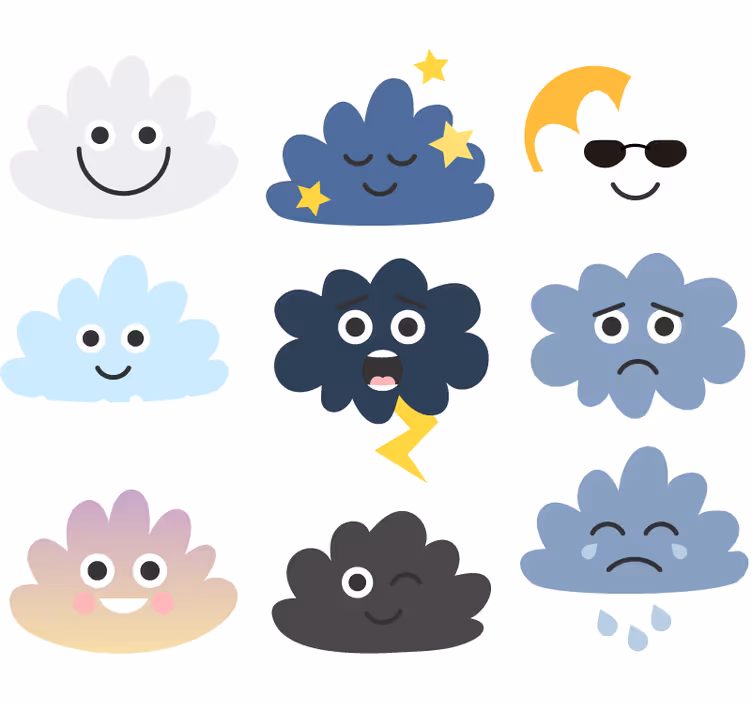 Rullgardin barn moln med ansikten - Tenstickers