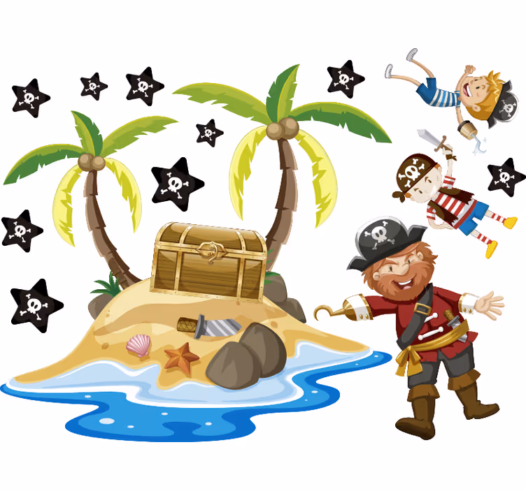 Rullgardin barn pirater och palmer - Tenstickers