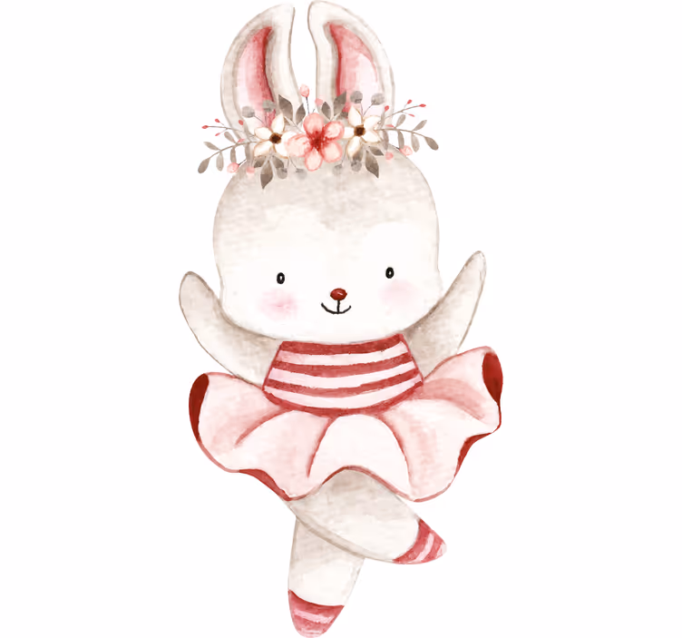 Rrullgardin barn kanin ballerina i rosor - Tenstickers