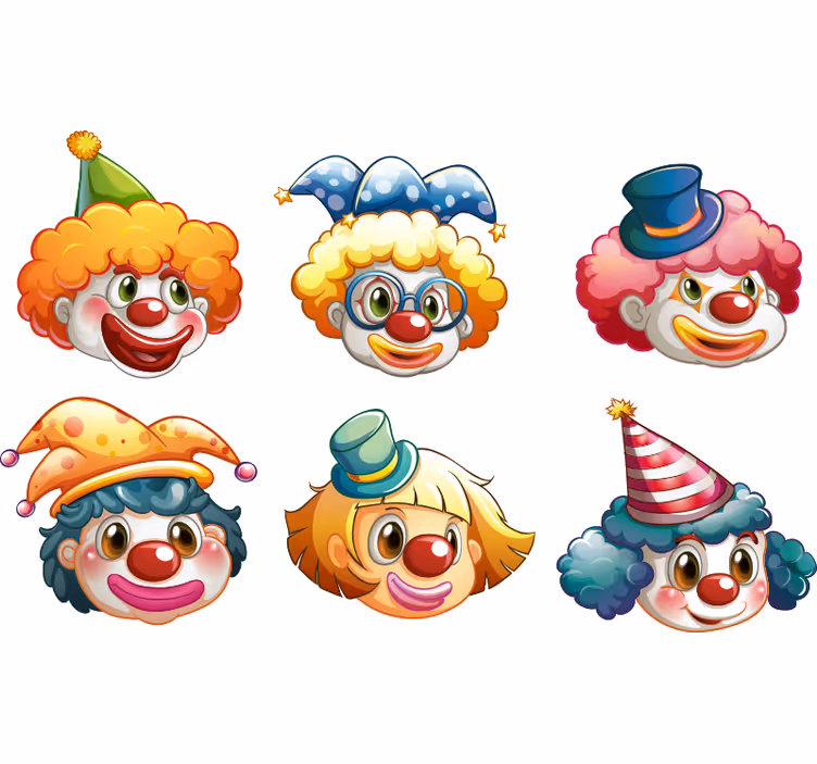 Rullgardin barn färgglada clownansikten - Tenstickers