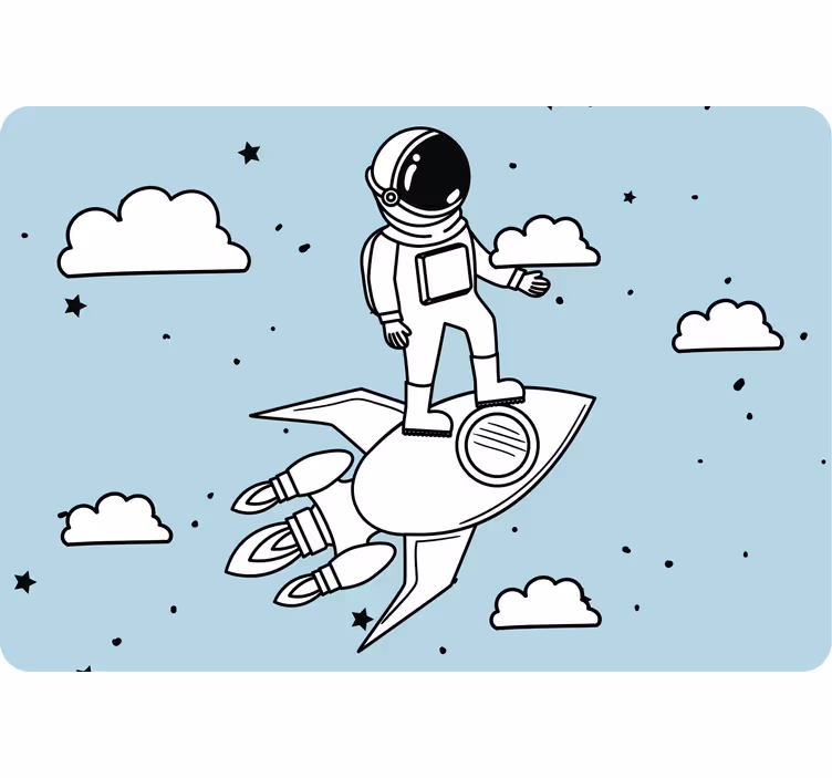 Rrullgardin barn raket astronaut och stjärnor - Tenstickers