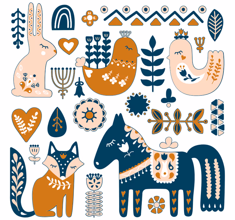 Rullgardin barn skogsdyra nordisk stil - Tenstickers