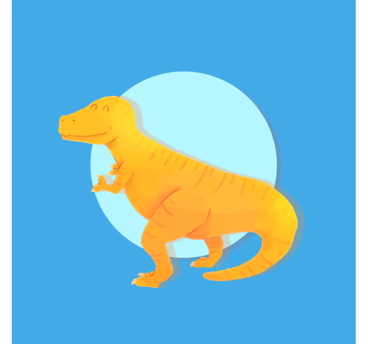 Rullgardin barn nordisk dinosaur gul t-rex - Tenstickers