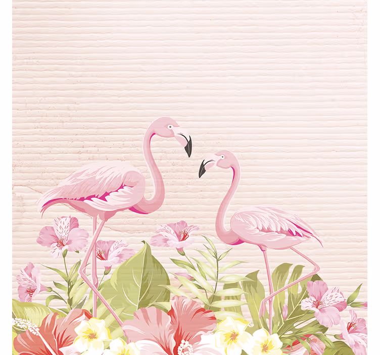 Rrullgardin barn tropiska blommor och flamingos - Tenstickers
