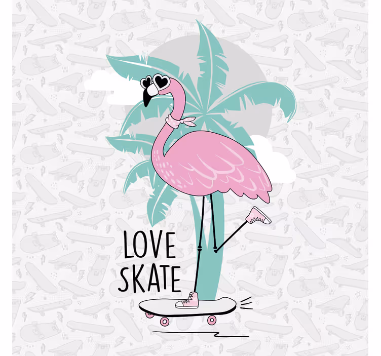 Rrullgardin barn handritad flamingo åka skridskor - Tenstickers