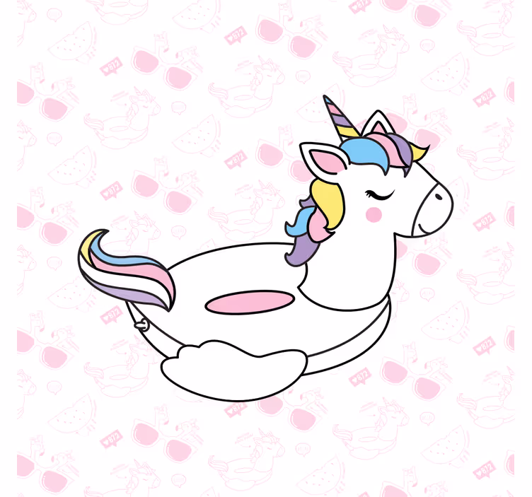 Rullgardin barn handritad enhörning och flamingos - Tenstickers