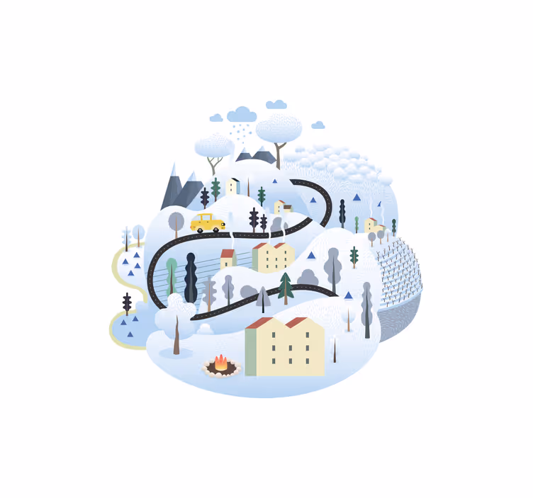 Rrullgardin barn grå by med fjell - Tenstickers