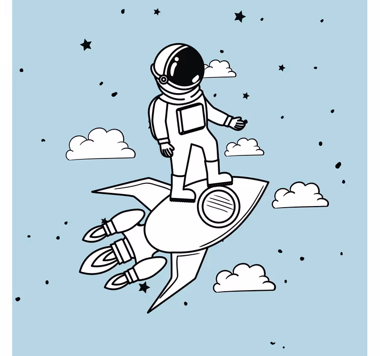 Rullgardin barn rakettraket astronaut och stjärnor - Tenstickers