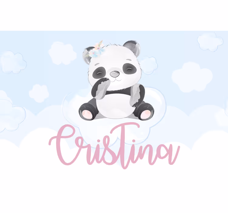 Rrullgardin barn söt panda med namn - Tenstickers