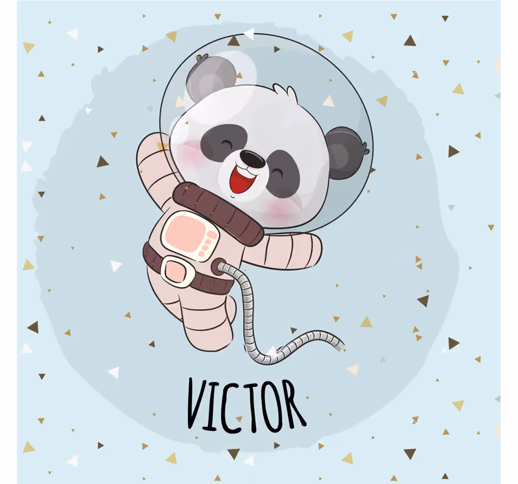 Rullgardin barn söt panda för pojke med namn - Tenstickers