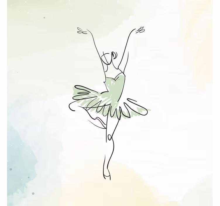 Rullgardin barn ballerina i pose linjeteckning - Tenstickers