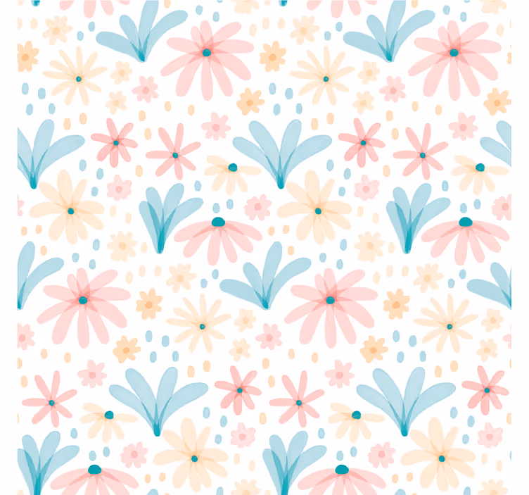 Rullgardin barn pastellfärgad blommönster - Tenstickers