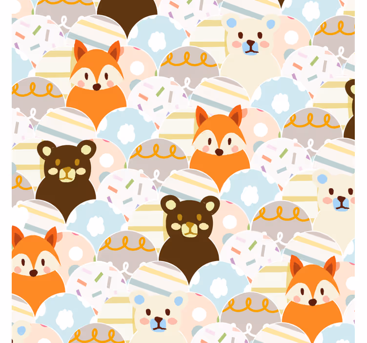 Rullgardin barn patchwork djur design med björn och räv - Tenstickers