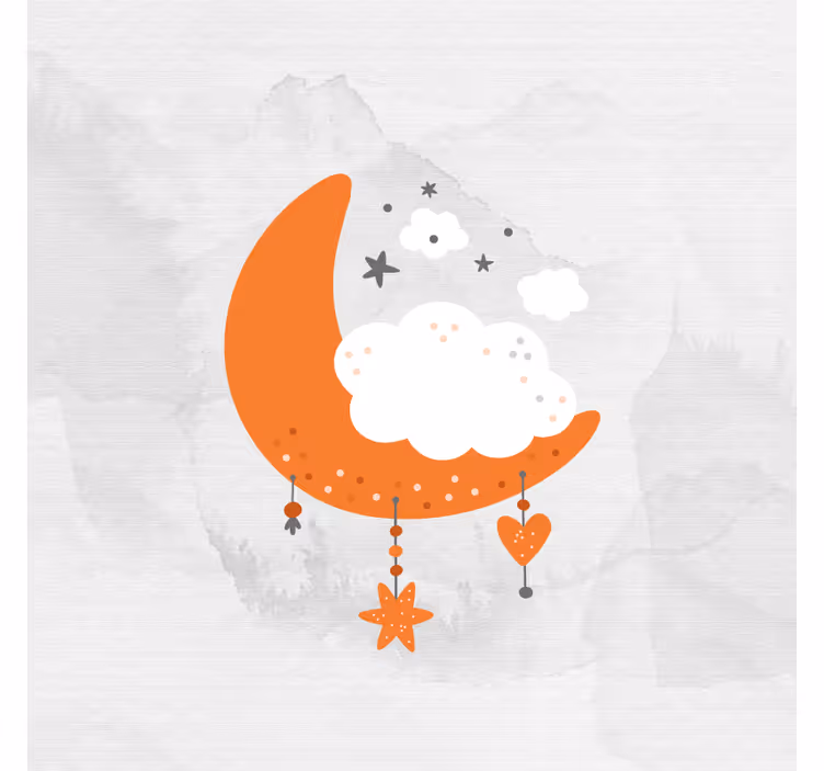 Rrullgardin barn minimalistisk måne och moln - Tenstickers