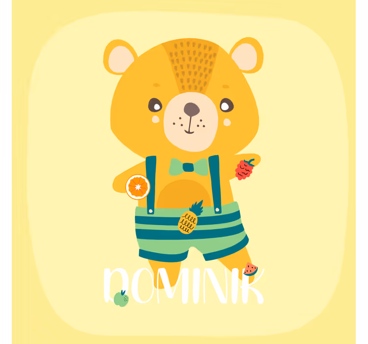 Rullgardin barn med personlig namn teddybjörn - Tenstickers