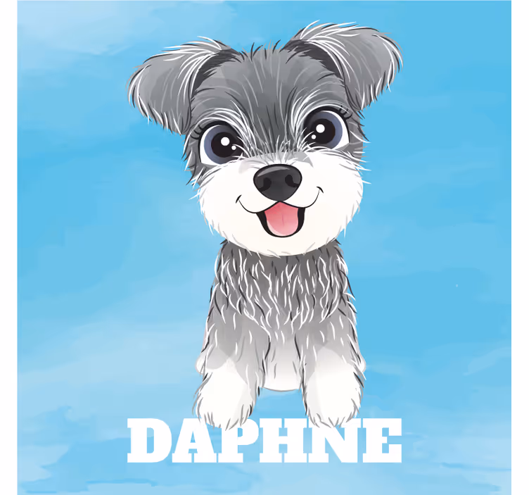 Rullgardin barn schnauzer illustration med namn - Tenstickers