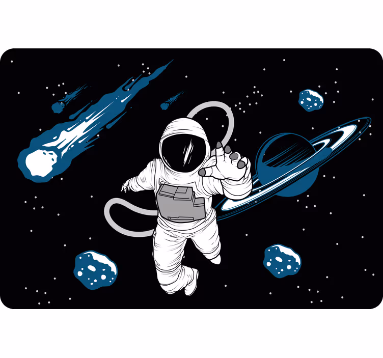 Rullgardin barn handritad astronautkaraktär - Tenstickers