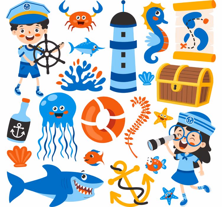 Rullgardin barn pirat och sjöliv - Tenstickers