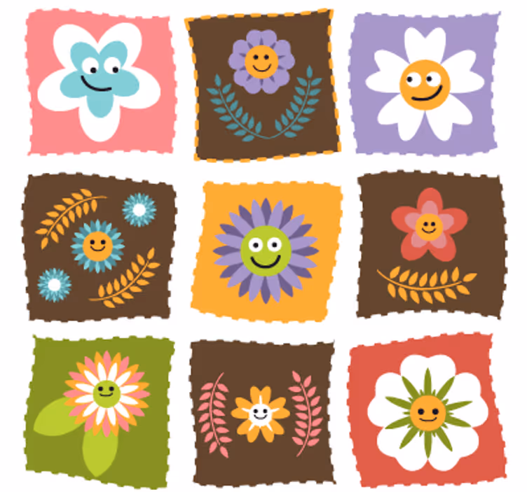 Rullgardin barn blommig dekorativ vinyl - Tenstickers