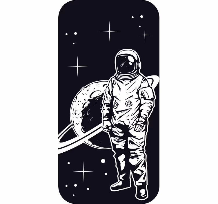 Rullgardin barn astronautdesign med planet - Tenstickers