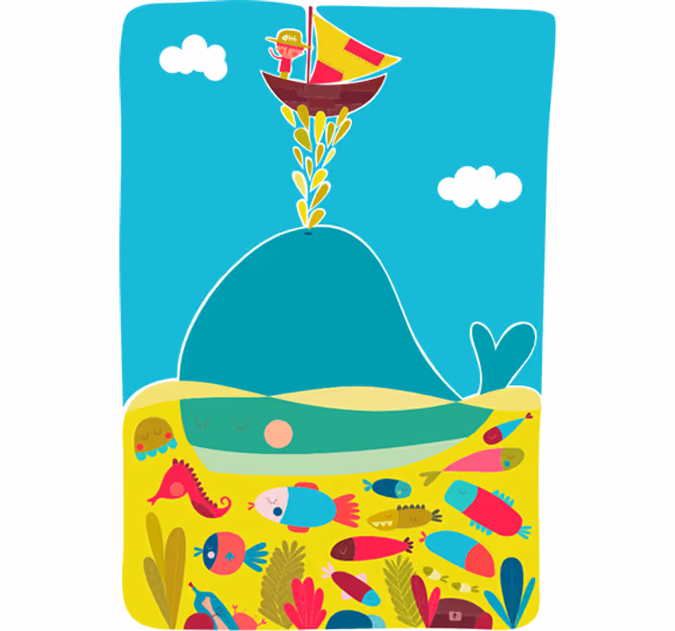 Rullgardin barn valvmotiv av val 50x150 cm - Tenstickers