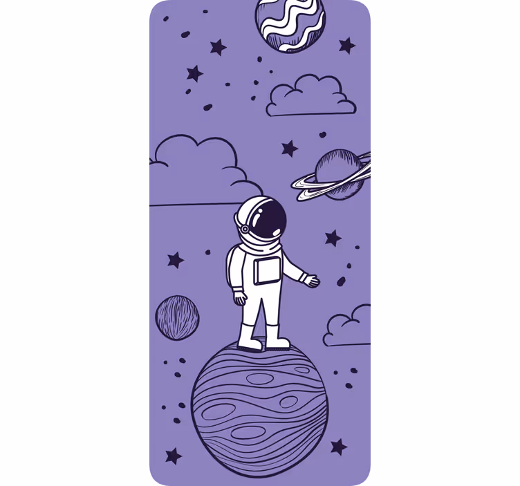 Rullgardin barn astronautteckning med planeter - Tenstickers