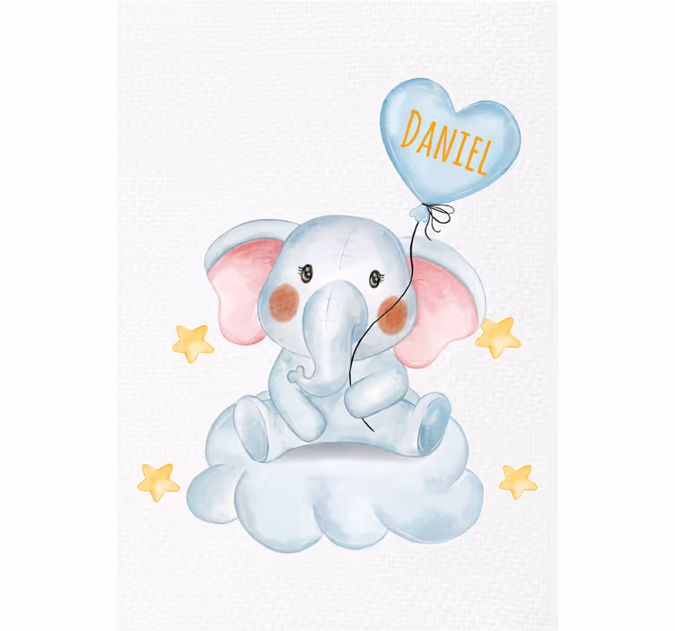 Rullgardin barn söt elefant med ballong - Tenstickers