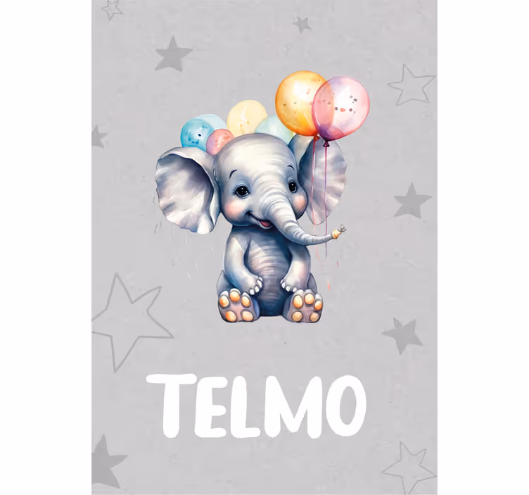 Rullgardin barn babyelefant med ballonger - Tenstickers