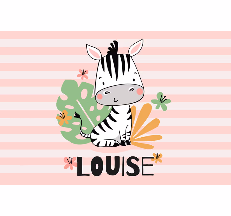Rrullgardin barn vacker zebra med namn - Tenstickers