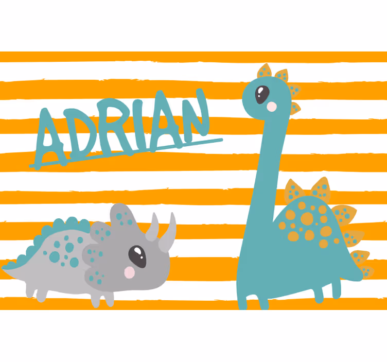 Rrullgardin barn dinosaur blå och orange - Tenstickers
