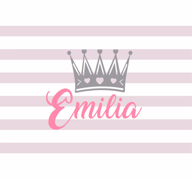Rrullgardin barn silverkrone med rosa namn - Tenstickers