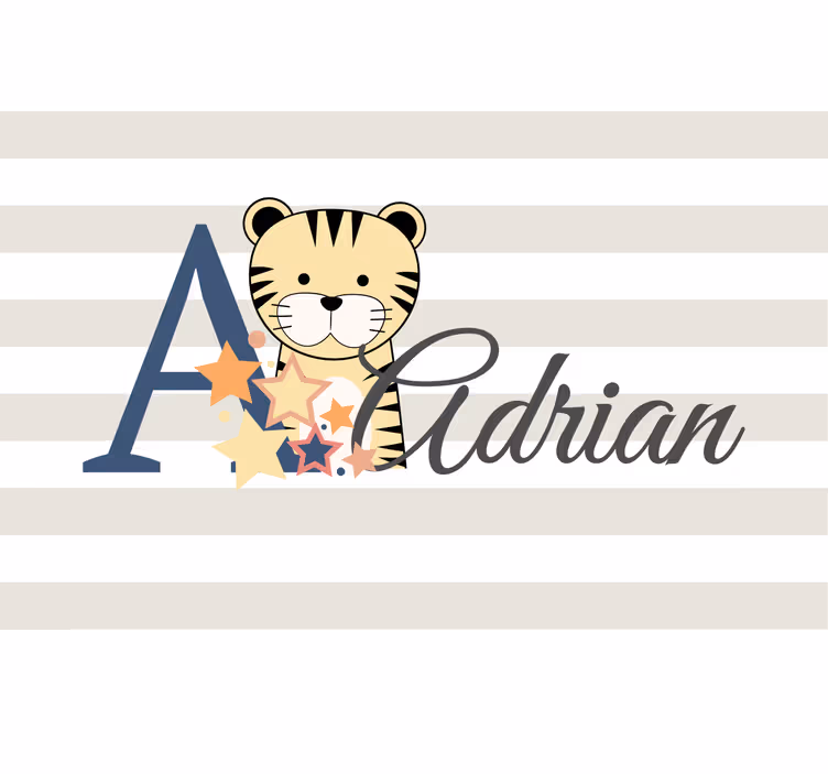 Rullgardin barn söta djur tiger med namn - Tenstickers