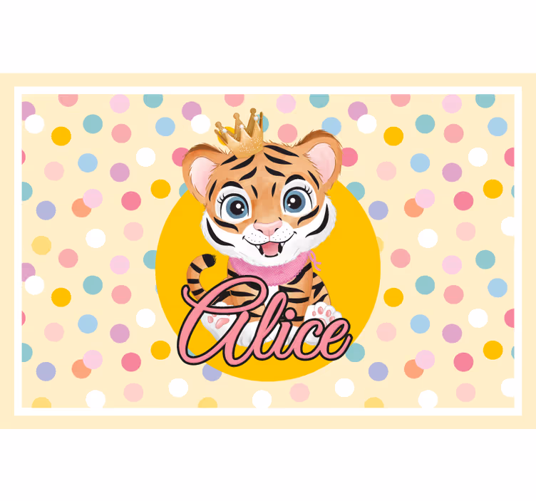 Rrullgardin barn söt tiger med namn - Tenstickers